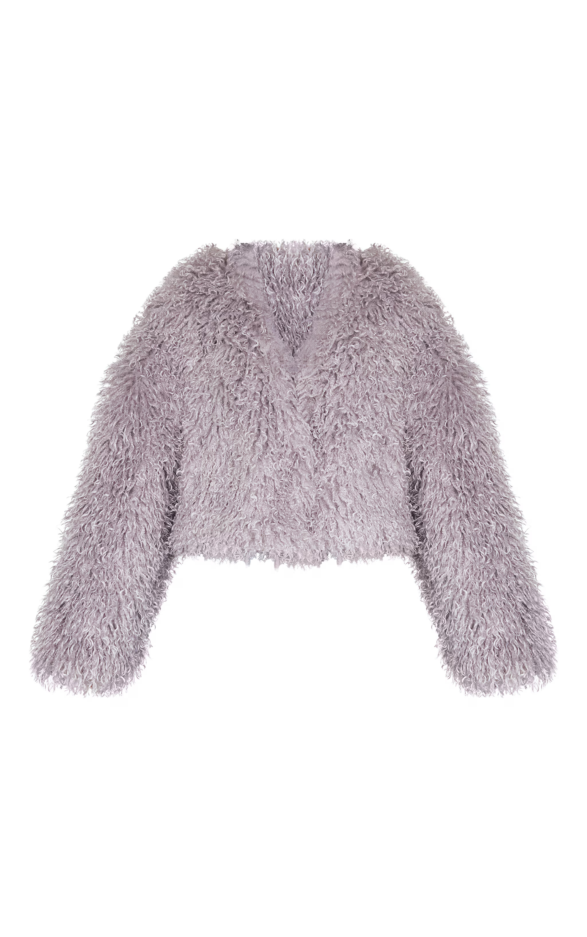 Grey Cropped Faux Fur Coat | PrettyLittleThing US