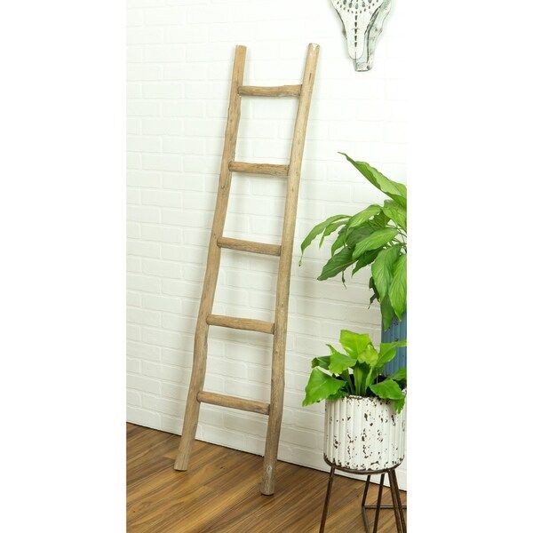 Dora 5 ft Decorative Ladder - Walnut Finish - 59.5"H x 16.5"W x 2"D | Bed Bath & Beyond