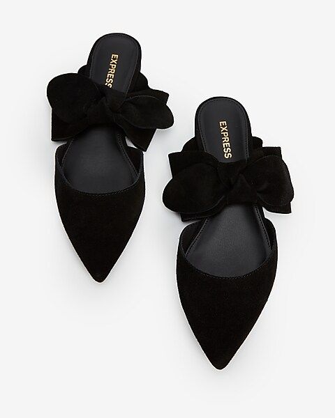 genuine suede bow flats | Express