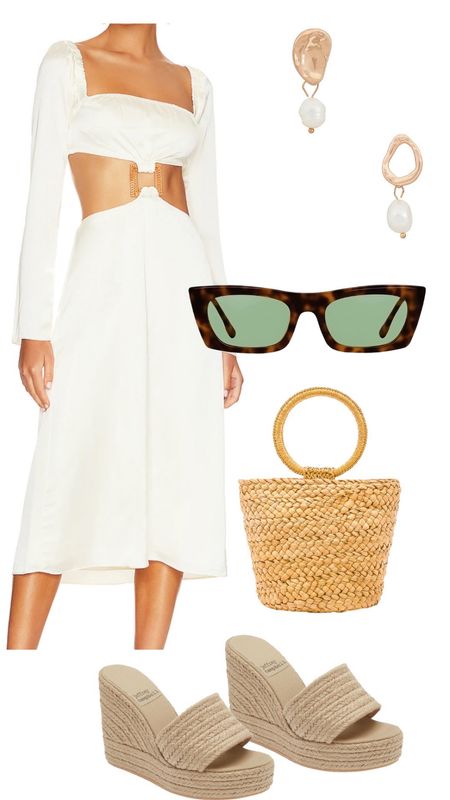 Honeymoon look: love a cutout dress with a straw/ratan/wicker hangbag. Add some fun mini pearl earrings. 

#LTKwedding
