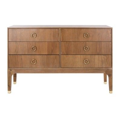 Lorna 6 Drawer Contemporary Dresser Rustic Oak - Safavieh | Target