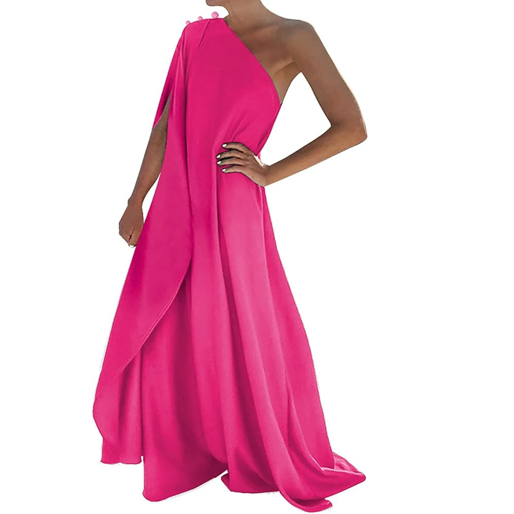 Women's Summer Dress 2023 Knot One Shoulder Solid Color Ruffle Hem Flowy Boho Maxi Dresses Womens... | Amazon (US)