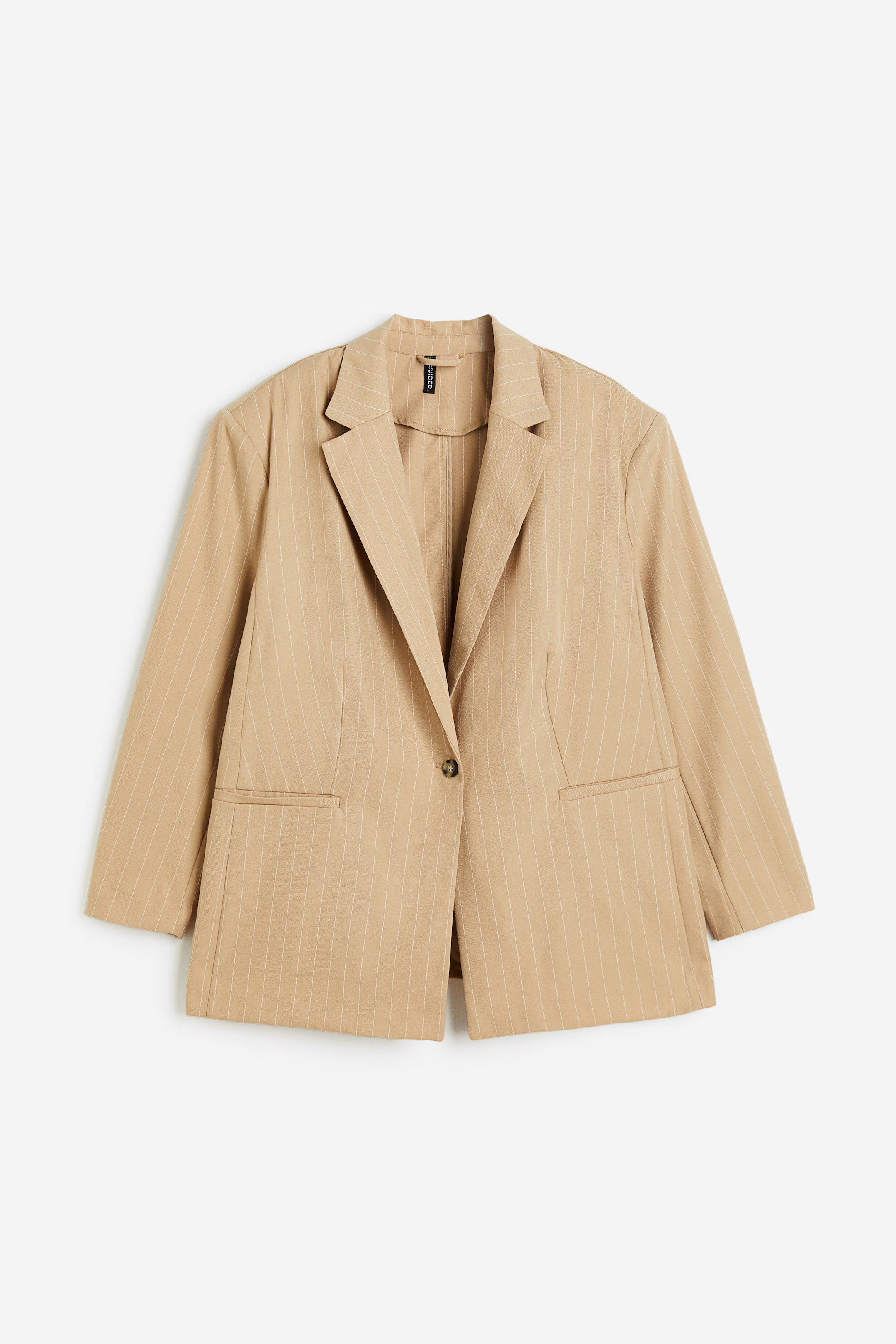H&M+ Single-breasted Jacket - Long sleeve - Regular length - Beige - Ladies | H&M US | H&M (US + CA)