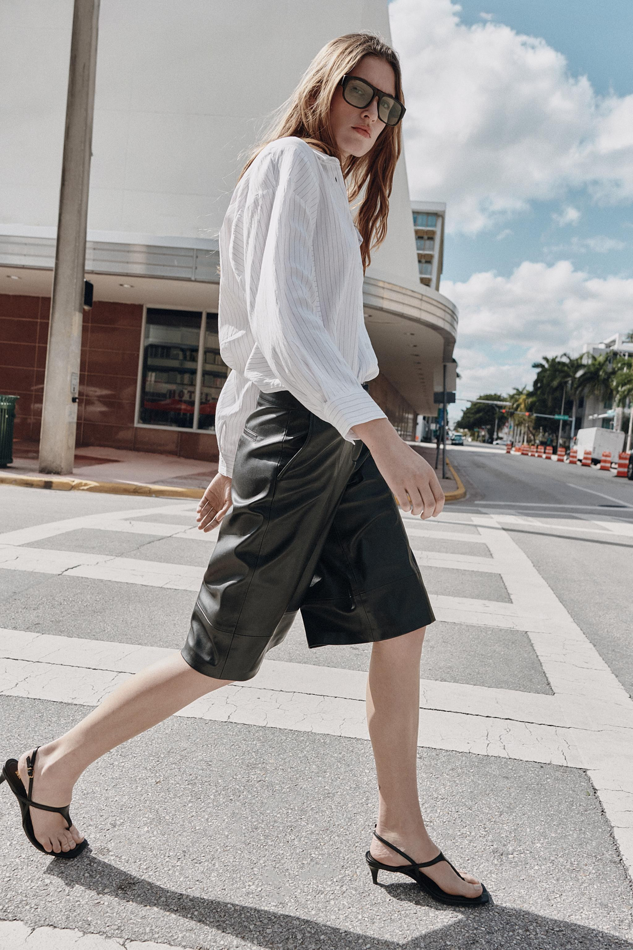 FAUX LEATHER LONG SHORTS | Zara US