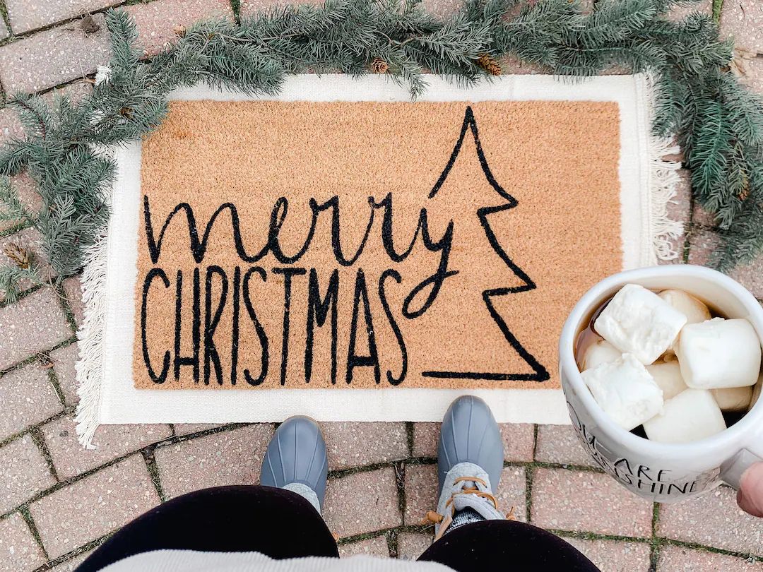 Christmas Doormat Merry Christmas Welcome Mat Holiday Door - Etsy | Etsy (US)
