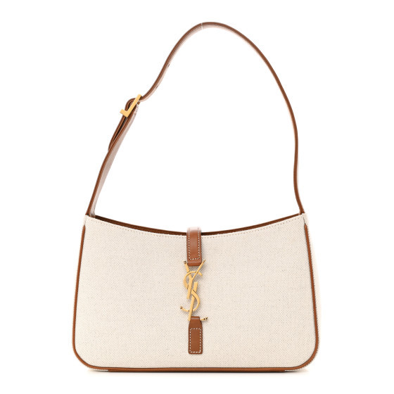 Smooth Calfskin Canvas Le 5 A 7 Hobo Natural Beige Brick | FASHIONPHILE (US)