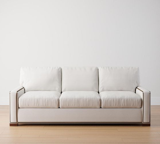 Turner Square Arm Upholstered Sofa with Nailheads | Pottery Barn (US)