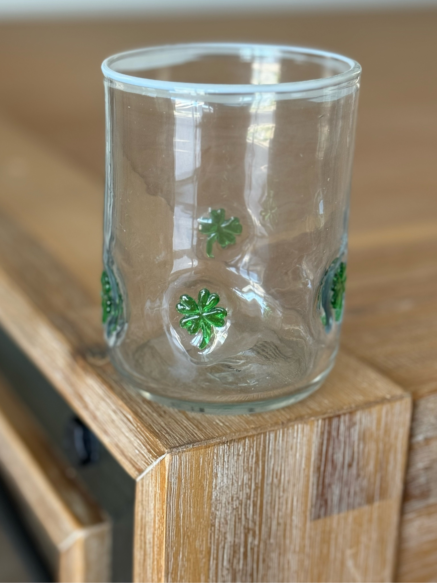 Lucky four leaf clover drinking glass 🍀 

#LTKSeasonal #LTKHome #LTKParties