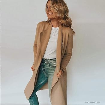 CHICWISH Women's Classy Light Tan/Black Open Front Knit Coat Cardigan | Amazon (US)