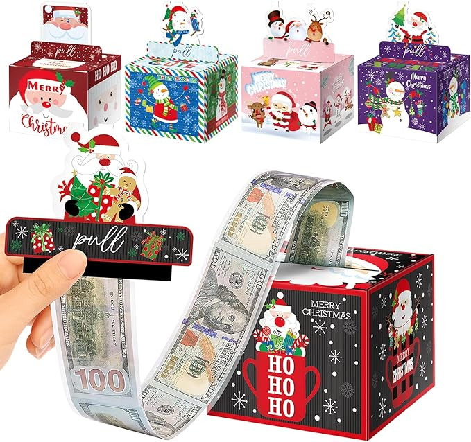 5Pcs Christmas Money Box for Cash Gift Pull, Money Holder Cash Gift for Kids Adults, DIY Fun Holi... | Amazon (US)