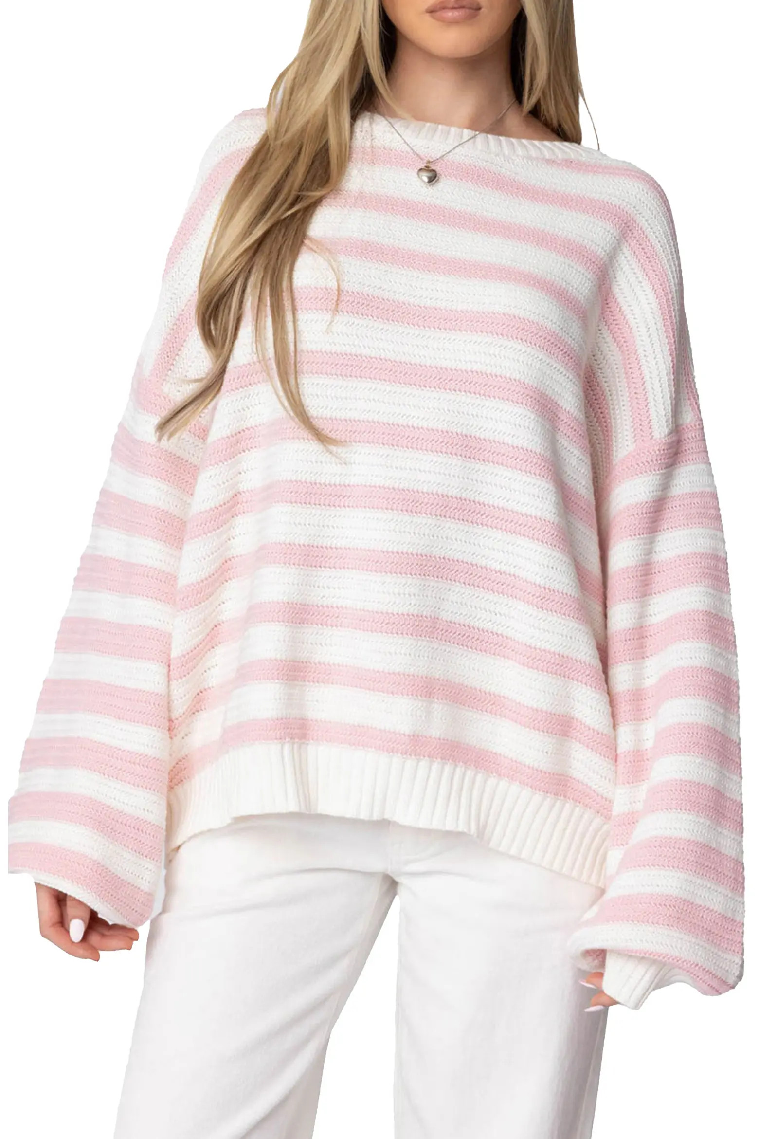 EDIKTED Aerin Oversize Stripe Cotton Sweater (Women) | Nordstrom | Nordstrom