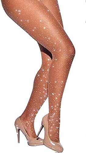 Sexy High Waist Tights Sparkle Rhinestone Fishnets Party Rhinestone Mesh Stockings | Amazon (US)