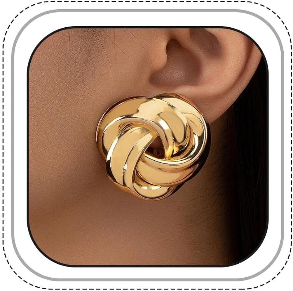 Vintage Gold Chunky Twisted Knot Stud Earrings for Women, Trendy Minimalist Geometric Button Earr... | Amazon (US)