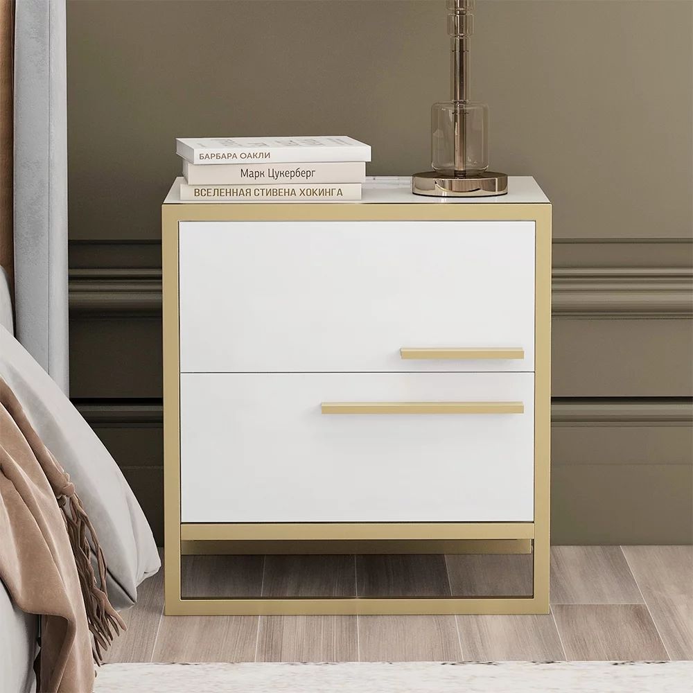 Jusddie Cabinet Nightstand 2 Drawers Wooden Bedside Table Furniture Modern Side Tables Storage Li... | Walmart (US)
