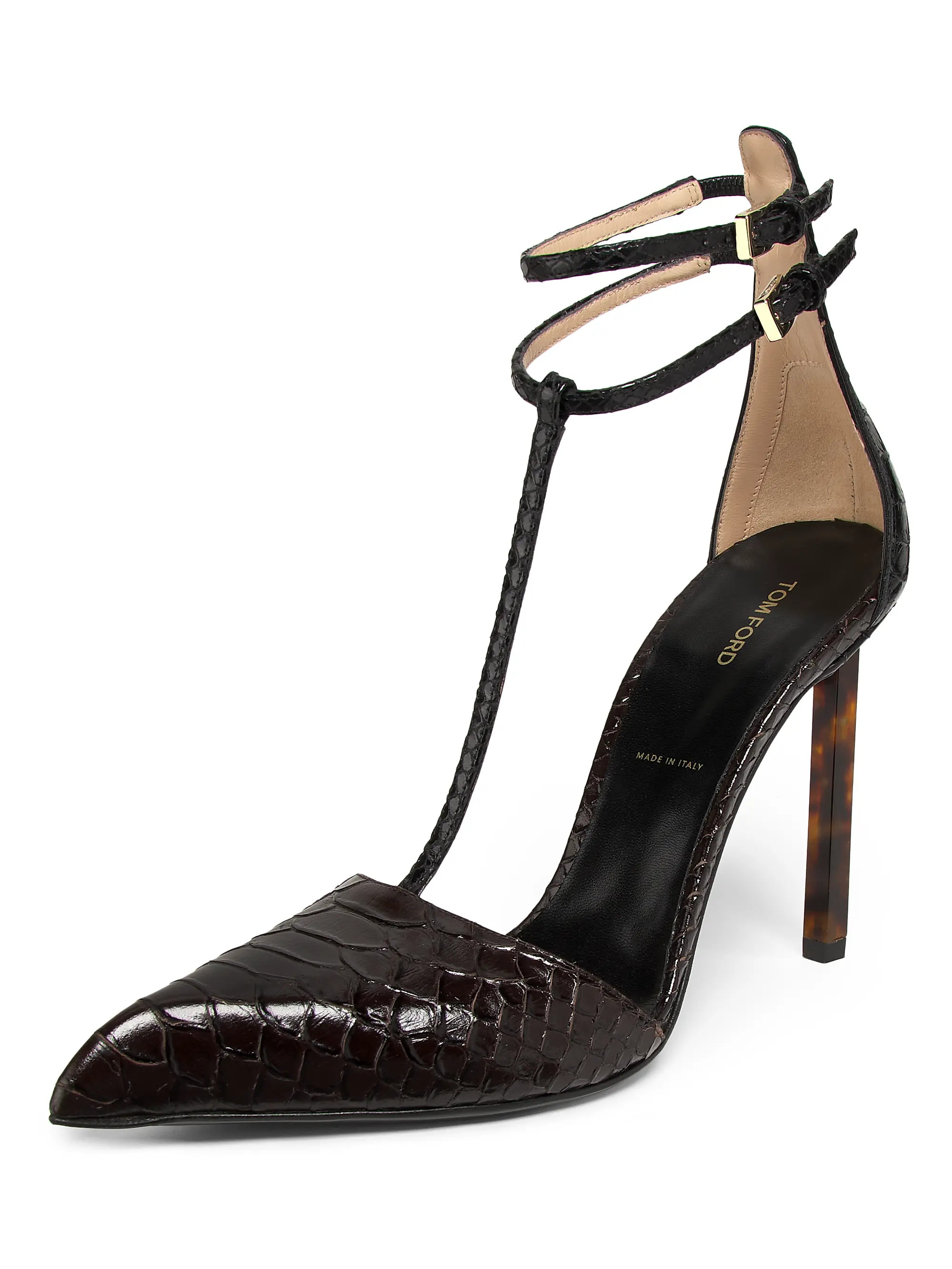 100MM Python-Embossed Leather Strappy Pumps | Saks Fifth Avenue