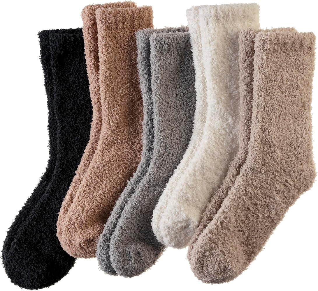 Women Fuzzy Slipper Socks Winter Microfiber Soft Cozy Plush Fluffy Socks Warm Comfy Thermal Home ... | Amazon (US)