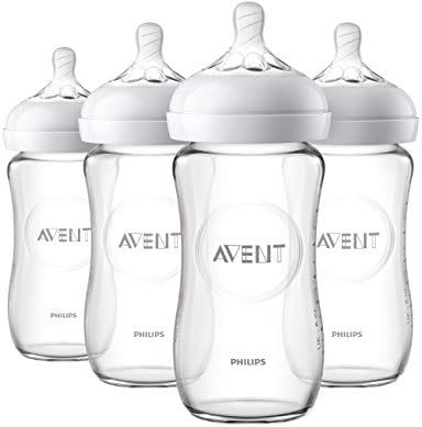 Philips Avent Natural Glass Baby Bottle, Clear, 9oz, 4pk, SCF703/47 | Amazon (US)