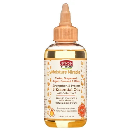 African Pride Moisture Miracle Oil Essential 5 Vitamin Oil 4oz Curly Coily Hair | Walmart (US)