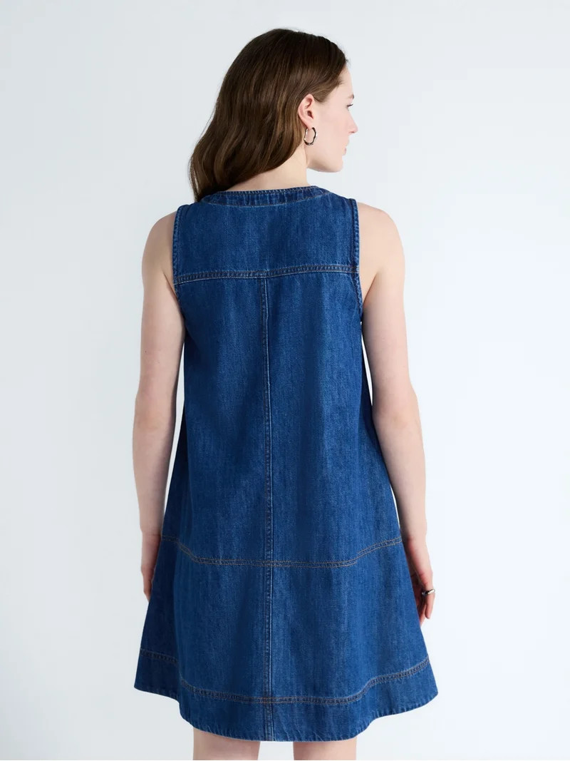 Free Assembly Women's and Women's Plus Sleeveless Denim A Line Mini Dress, Sizes XS-4X | Walmart (US)
