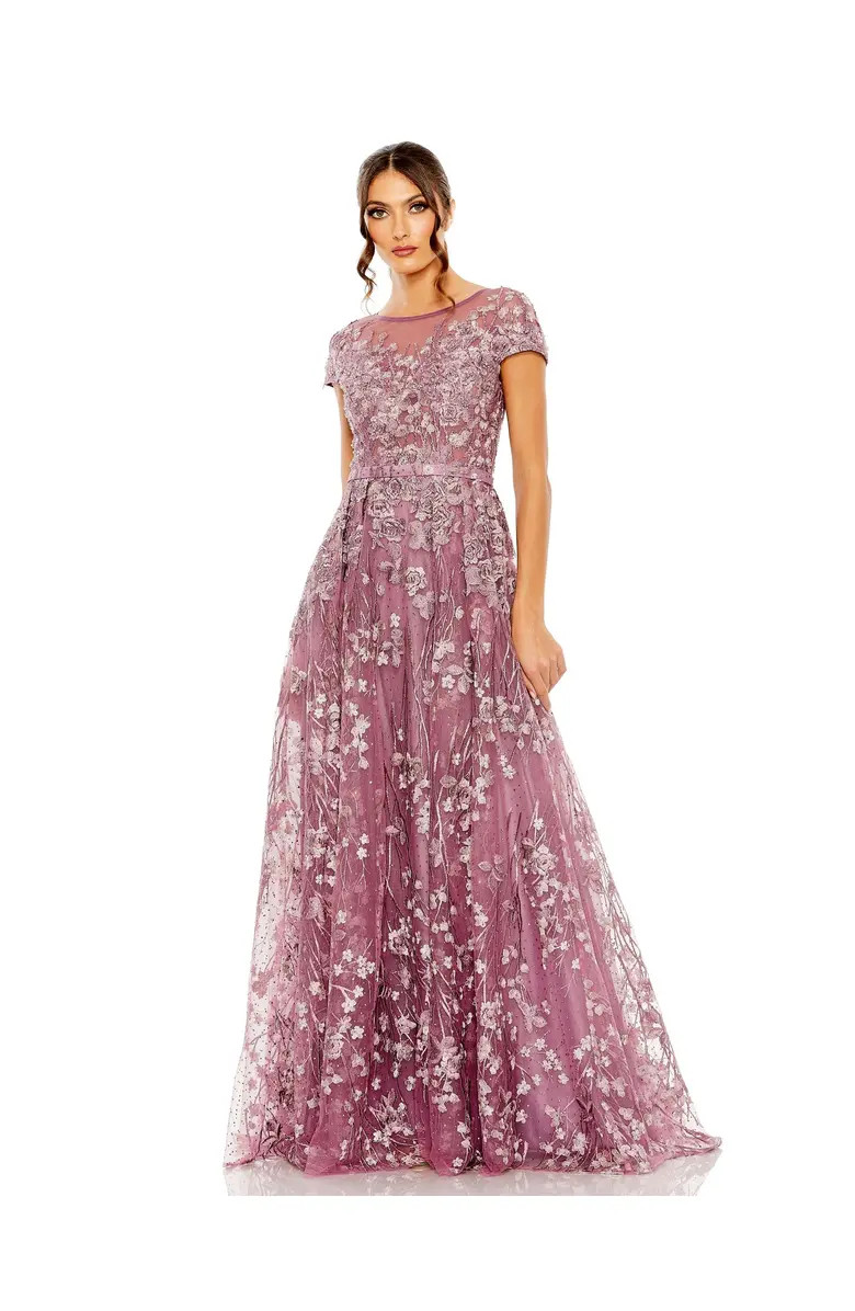 Embellished Floral Cap Sleeeve A Line Gown | Nordstrom