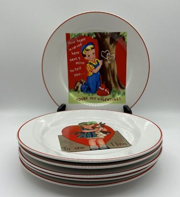 Retro Valentine 6 Dessert Snack 8" Plates Rosanna Studio Designs | eBay US