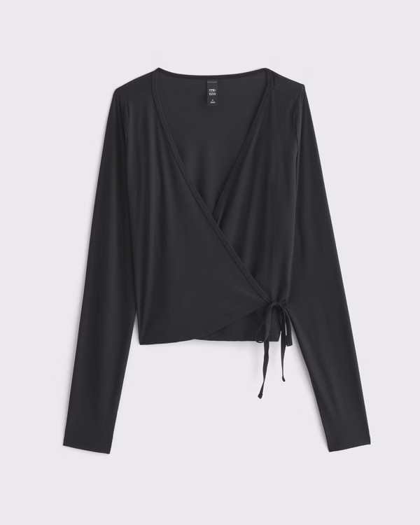 YPB Long-Sleeve Mesh Wrap Top | Abercrombie & Fitch (US)