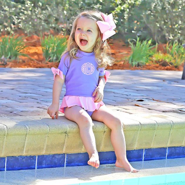 One Piece Peplum Rash Guard Lavender | Classic Whimsy