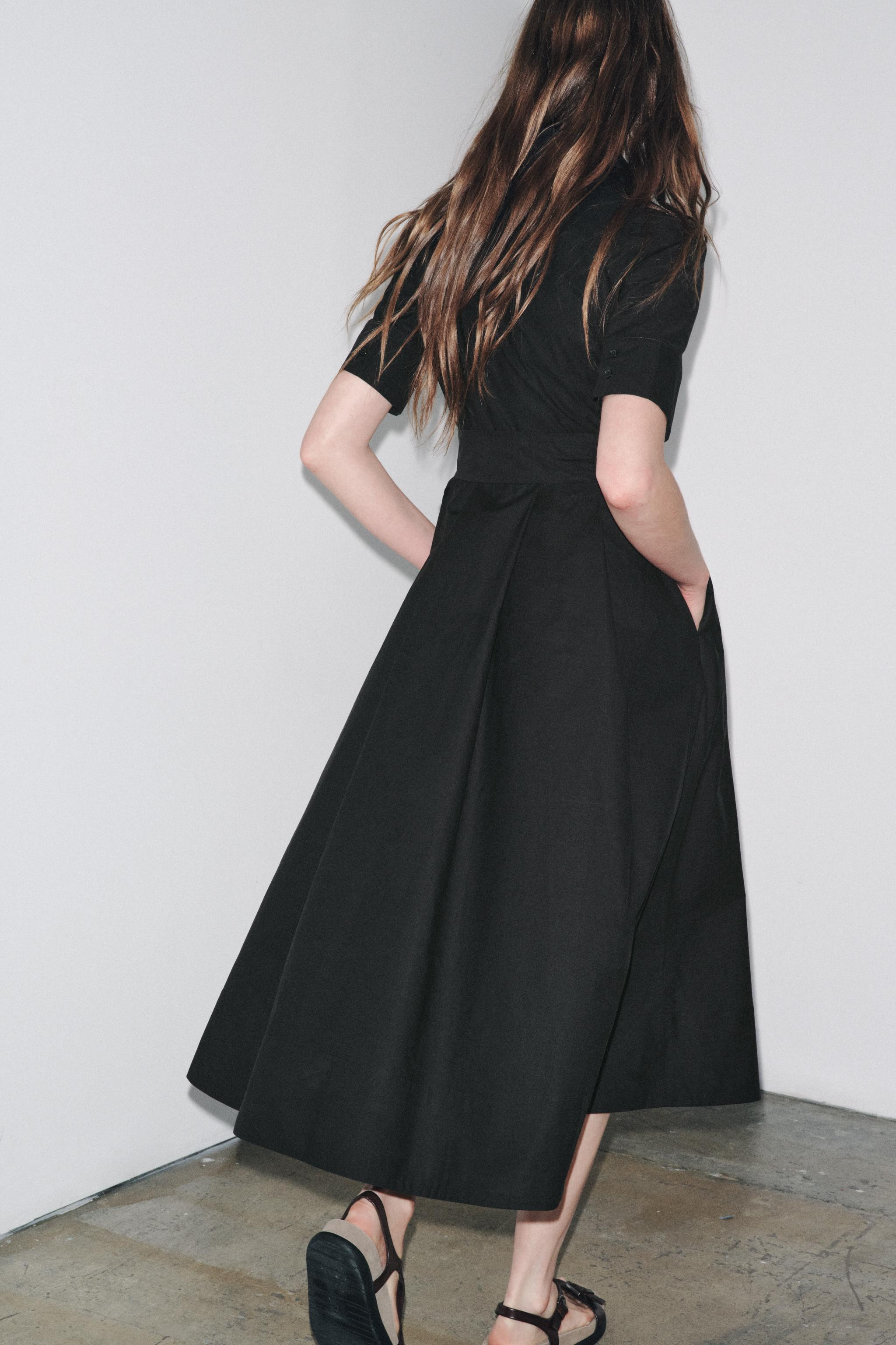 ZW COLLECTION POPLIN MIDI DRESS | Zara US