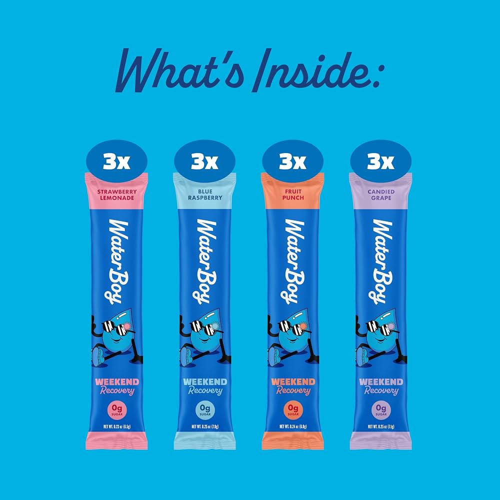 Waterboy Weekend Recovery, Variety Pack, Sugar Free Electrolytes 12ct | Amazon (US)