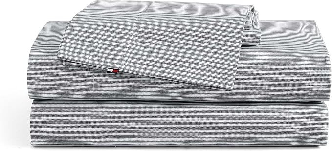 Tommy Hilfiger - Queen Size Sheets Set, Crisp & Tailored Cooling Sheets with a Smooth Cotton Perc... | Amazon (US)