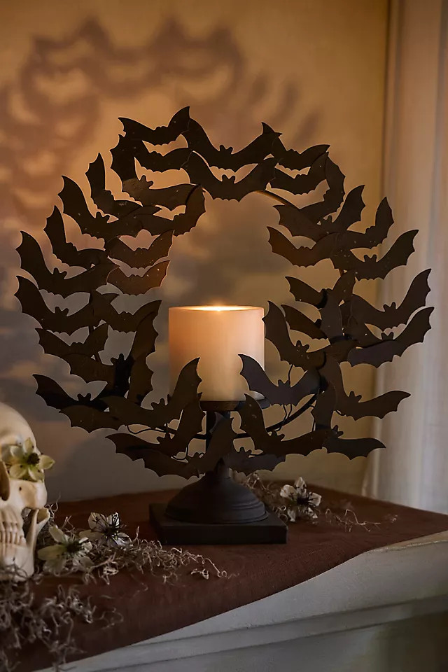 Bat Swarm Pillar Candle Holder | Anthropologie (US)