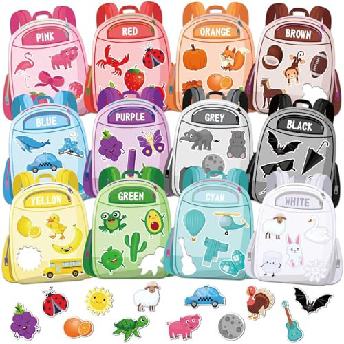 12 Set 72 Pcs Magnetic Color Sorting Set Educational Magnet Color Kindergarten Toddlers 1-3 Recognition Colors Matching Fridge Magnets Preschool Learning Activity for Kids Classroom Whiteboard | Amazon (US)