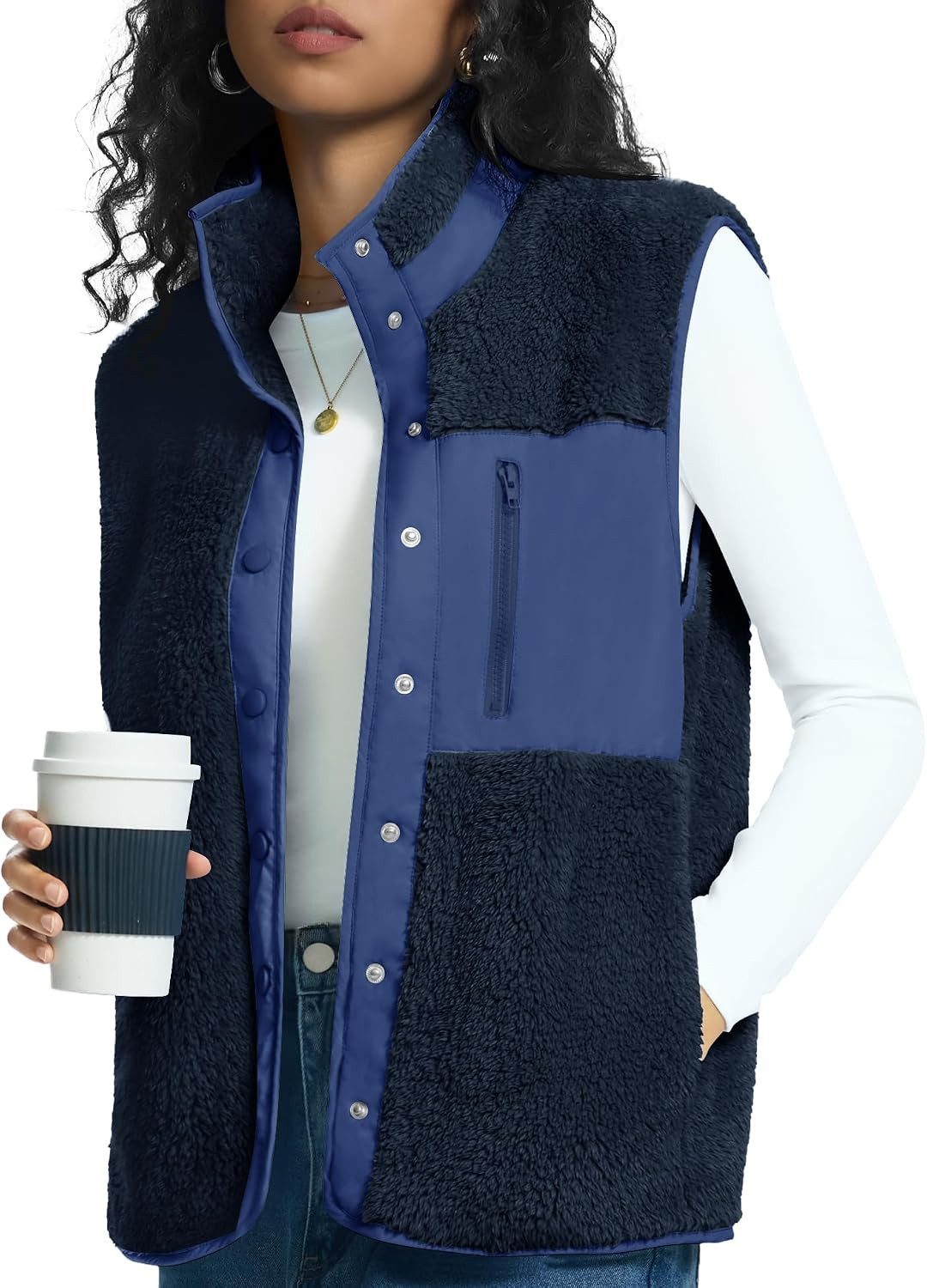 Rapbin Fleece Vest Women Button Down Sherpa Vests 2026 Fall Winter Outfits | Amazon (US)
