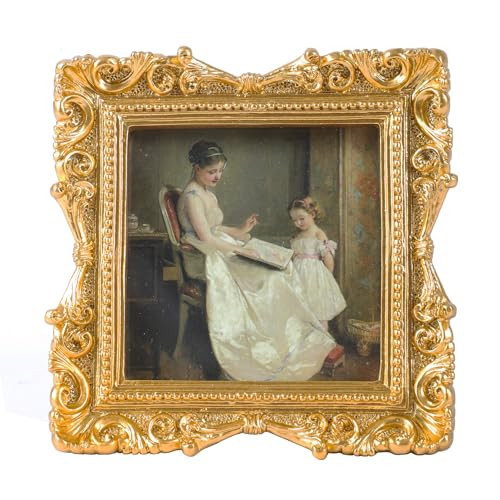 VINLIFE Vintage Picture Frames 3x3 Square Gold - Antique Ornate Small Picture Frames with Hooks and Easel Stand Wallet Size Victorian Decor for Gallery Wall and Tabletop | Amazon (US)