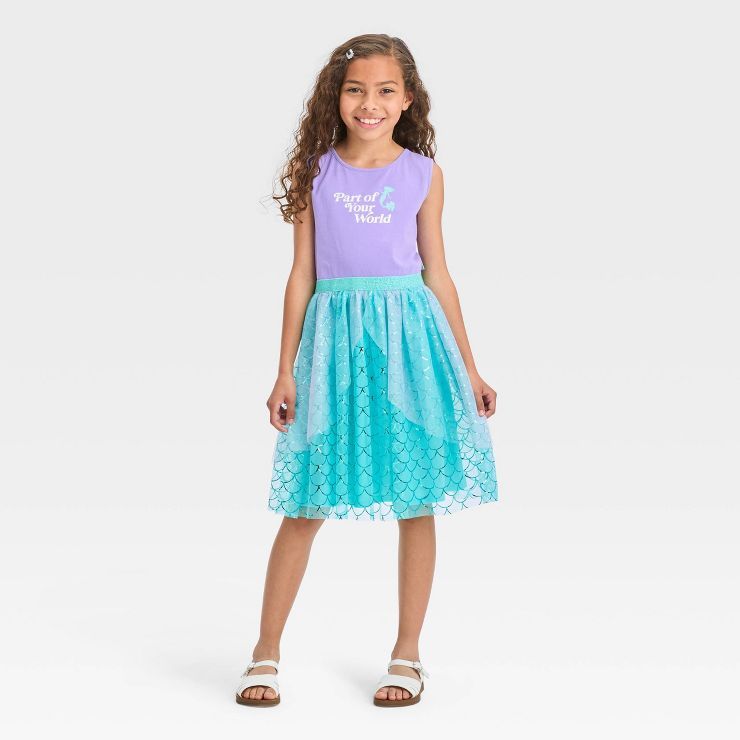 Girls' Disney The Little Mermaid Dress - Light Teal Blue | Target