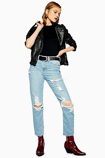 Authentic Destroy Rip Straight Jeans - Blue | Topshop US