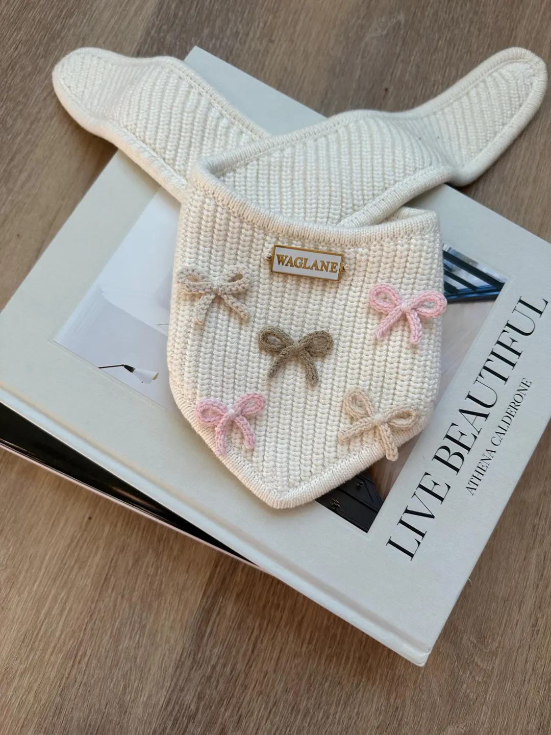 Pastel Coquette Bow Dog Bandana Neutral Crochet Bow Dog Accessory Cute Sweater Knit Pet Scarf Cre... | Etsy (US)