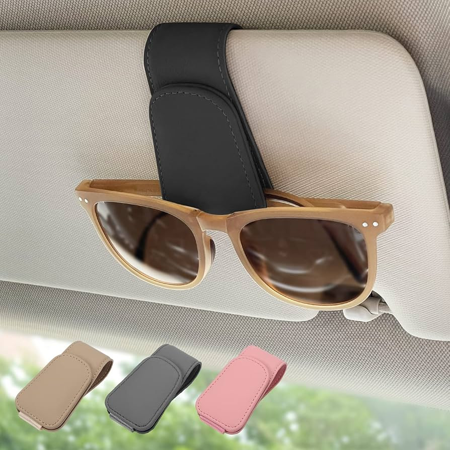 Magnetic Leather Sunglass Holder, Eyeglass Hanger Clip for Car Sun Visor, Suitable for Different ... | Amazon (US)