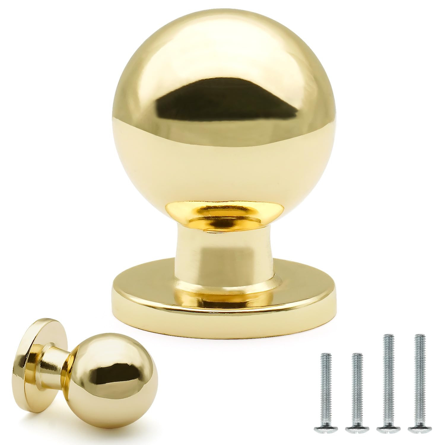 10 Pack Polished Brass Cabinet Knobs 1 Inch/25mm Diameter Shiny Polished Gold Ball Drawer Knobs S... | Amazon (US)