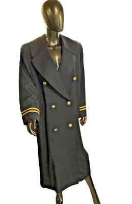 Vintage Christian Dior USA 6 Black Trench Coat Double Breasted Nautical Military | eBay US