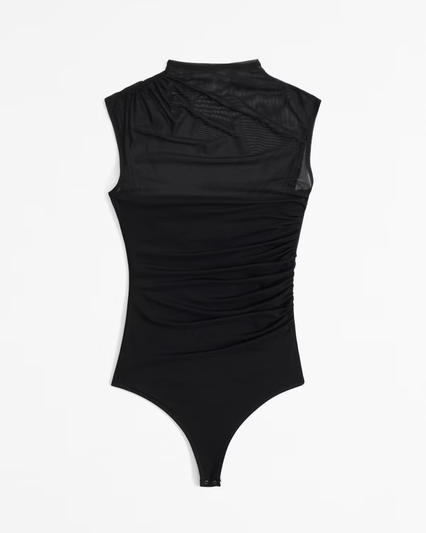 Women's Draped Mesh Mockneck Bodysuit | Women's Tops | Abercrombie.com | Abercrombie & Fitch (US)