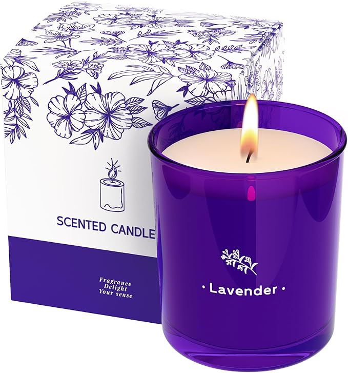 TranquilBliss Lavender Candles for Home Scented, 8 oz Aromatherapy Candles Gift, Purple Jar Cand... | Amazon (US)