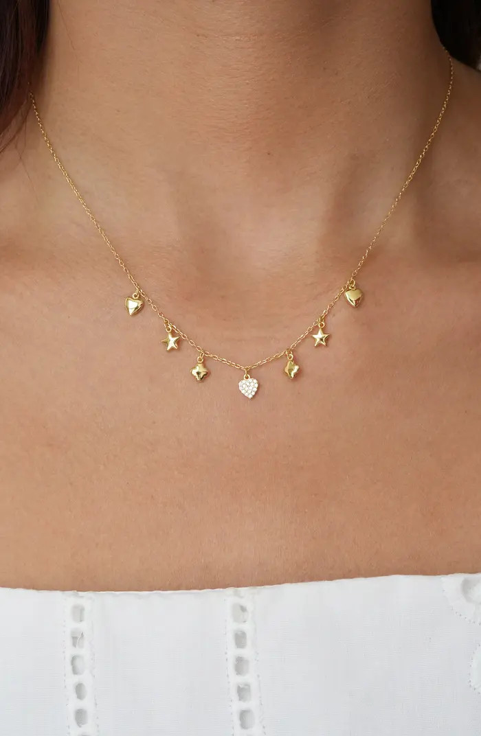 18K Gold Plate Sterling Silver Frontal Charm Necklace | Nordstrom