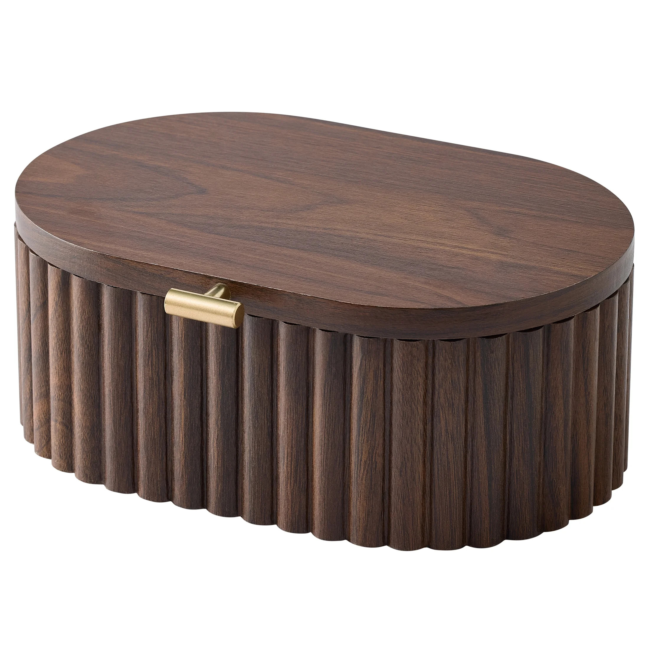 Better Homes & Gardens Oval Scalloped Wood Jewelry Box with Lid, Natural, Decorative Storage | Walmart (US)