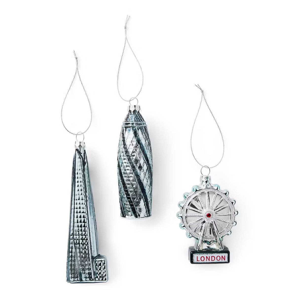 M&S 3ct Modern London Glass Christmas Tree Ornament Set | Target