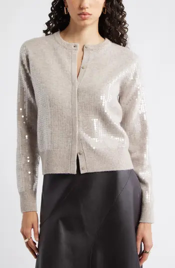 Sequin Wool & Cashmere Cardigan | Nordstrom