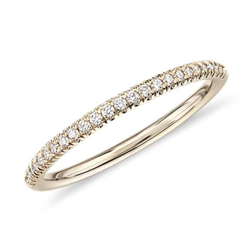 Petite Micropavé Diamond Ring in 14k Yellow Gold (1/10 ct. tw.)  | Blue Nile | Blue Nile