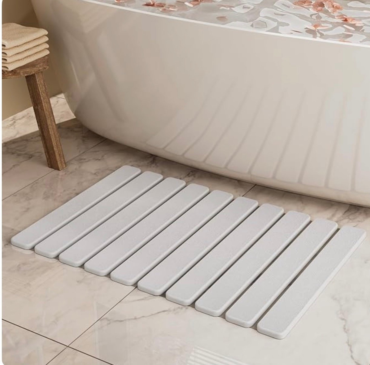 Swapped my fabric bath mat for this stone drying mat and I’m never going back 🤍 It dries instantly, stays fresh, and gives major spa bathroom vibes. #amazonhome #bathroomdecor #spabathroom

#LTKHome #LTKFindsUnder50