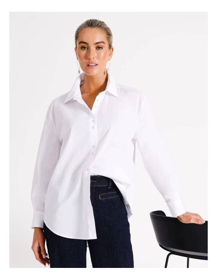 Organic Cotton Oversized Shirt in White | Myer