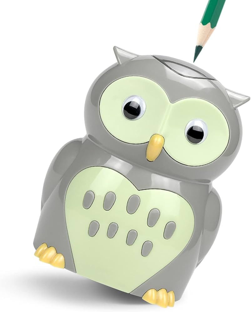 Eagle Owl Electric Pencil Sharpener, Cute Cartoon Animal Design, Battery Operated (Owl) | Amazon (US)